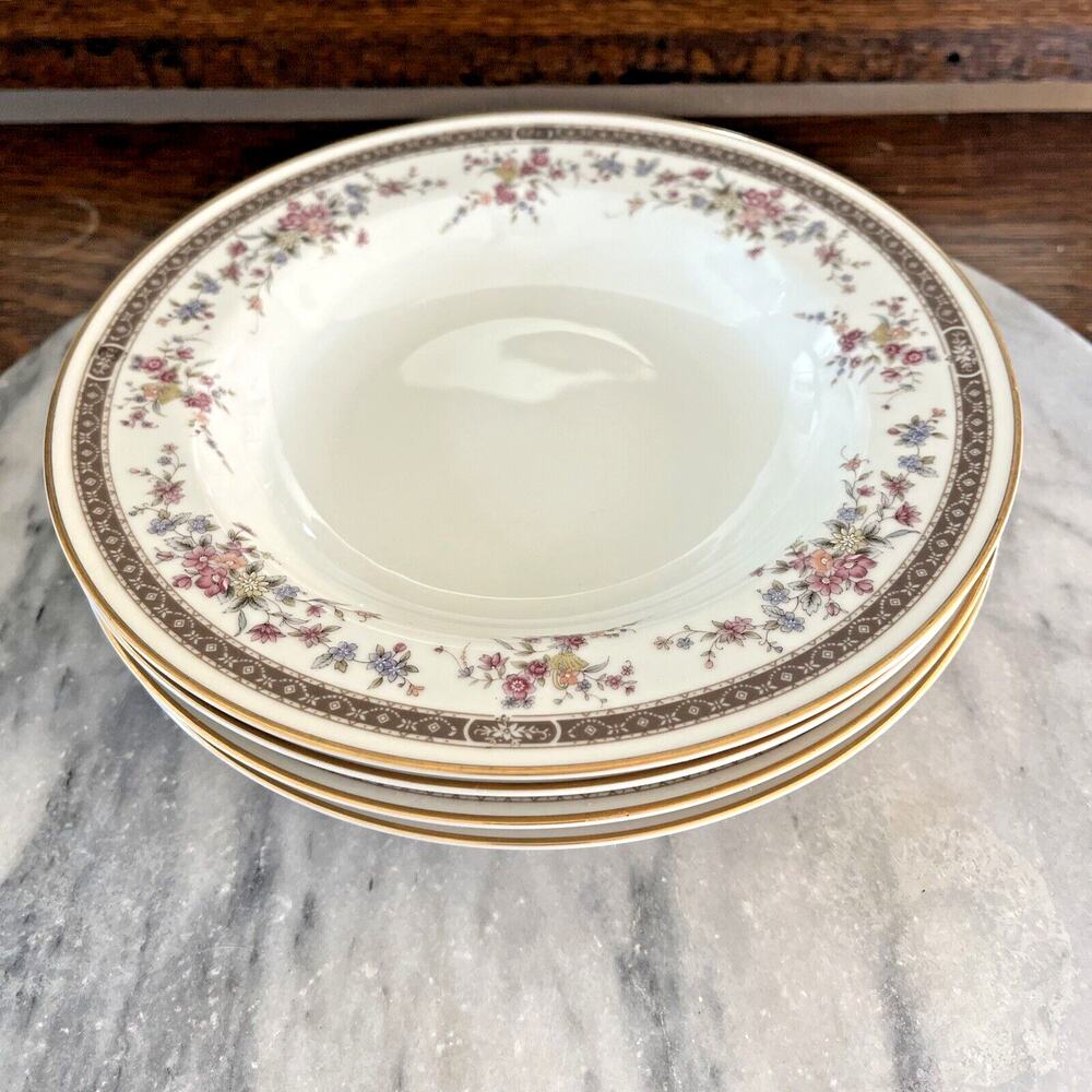Set of 4 Mikasa Grande Ivory Soup Bowl Pink Floral Pattern L 5503 Marquette